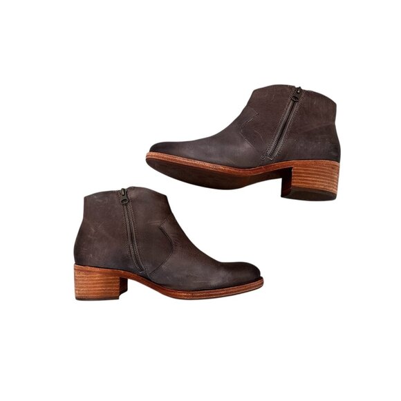 Kork Ease Casper Western Ankle Boots Womens 9 Brown Leather Bohemian Cowgirl Zip - Picture 3 of 14
